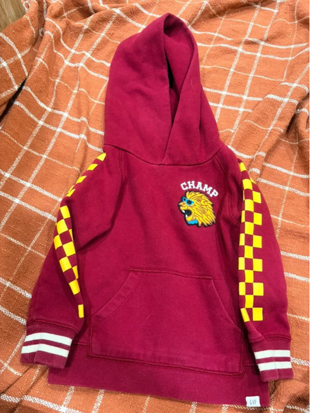 Gap champ checkered red hoodie